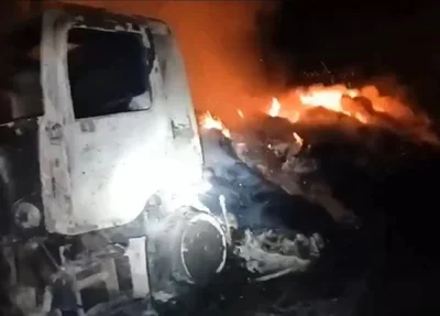 Incêndio destruiu caminhão na BR 316