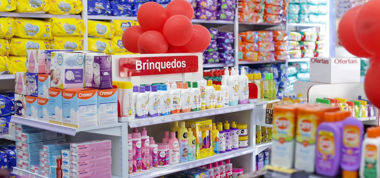 Linha infantil com produtos diversos em ofertas de inauguração