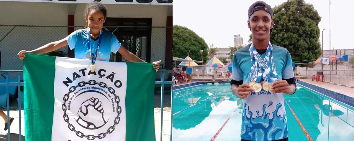 Mayza Fernanda e Ferdinan de Sousa, atletas de natação do Clube do Servidor Municipal