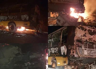 Ônibus pegou fogo em Buriti dos Lopes