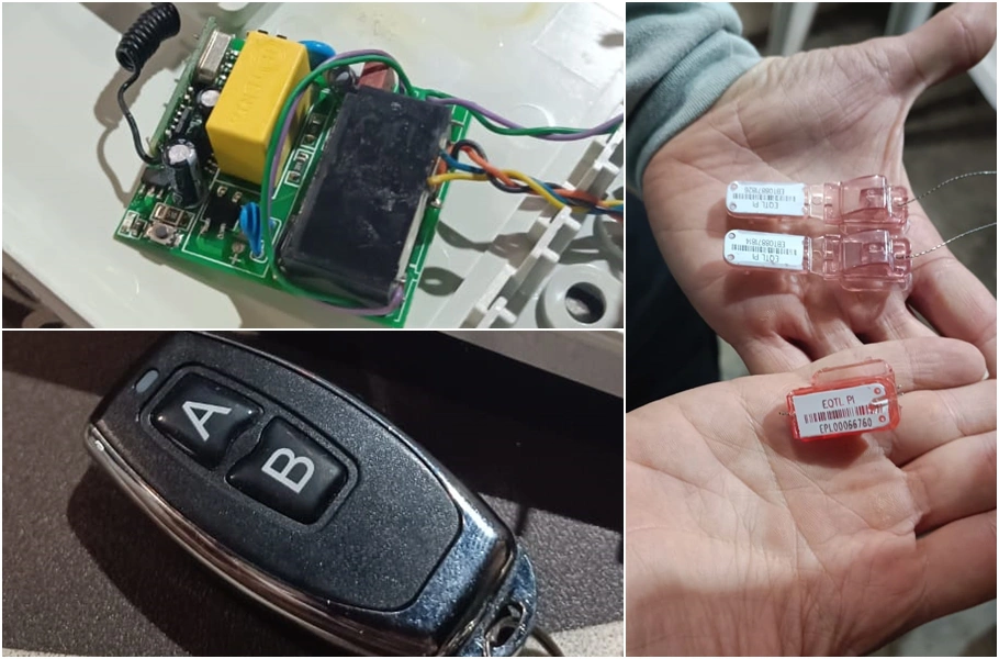 Placa eletrônica, controle para acionamento da fraude e selos falsos no medidor de energia