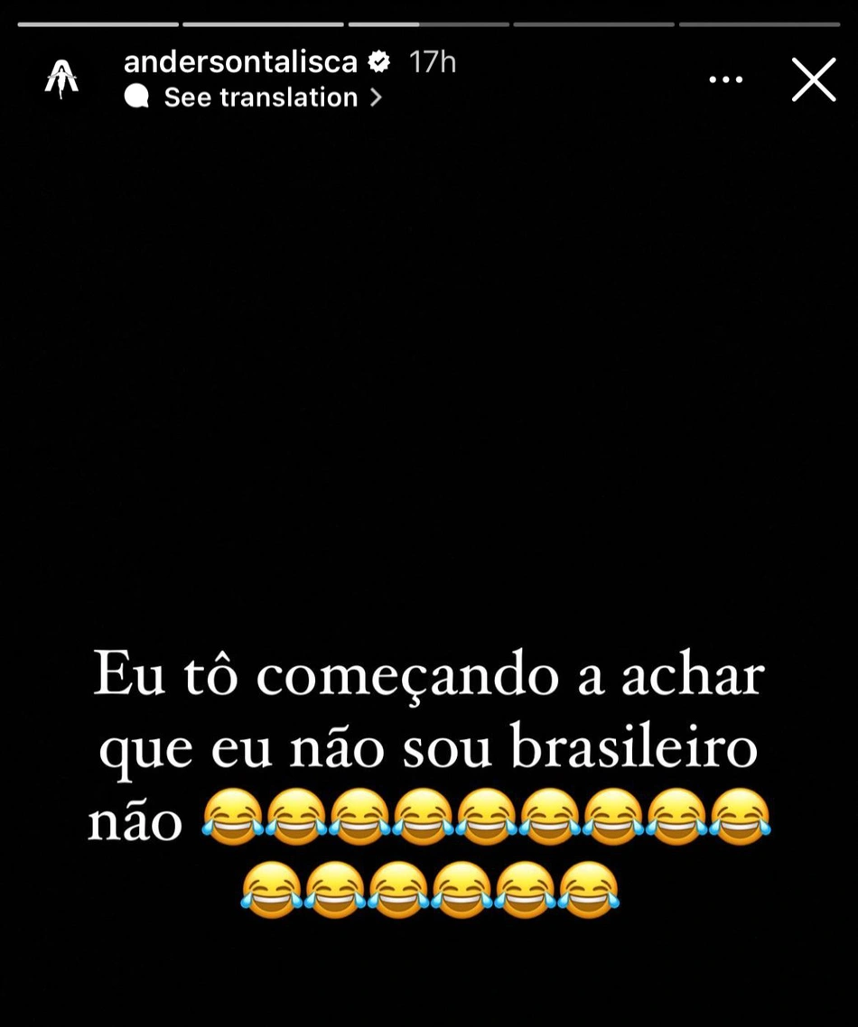 Postagem de Anderson Talisca no Instagram