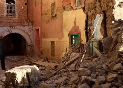 Prédio destruído em Marrakesh após o terremoto