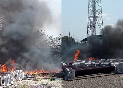 Vídeos mostram as chamas consumindo equipamentos no pátio da Chesf