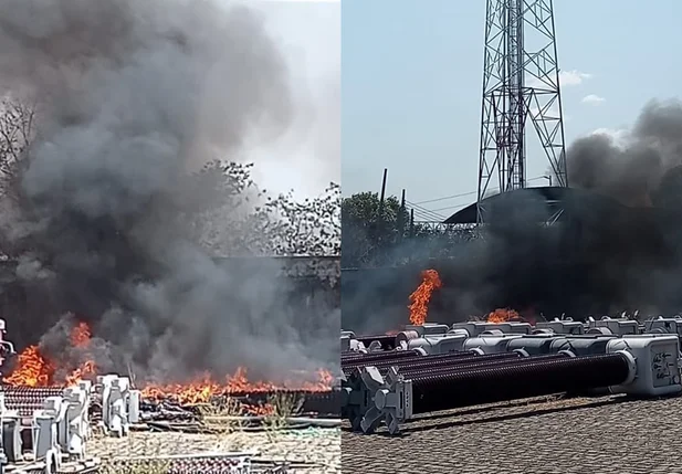 Vídeos mostram as chamas consumindo equipamentos no pátio da Chesf