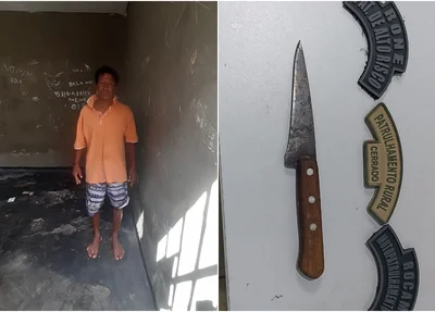 Acusado do crime foi preso com faca em Corrente
