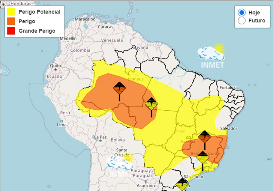 Alerta de chuvas intensas em 21 Estados no Brasil