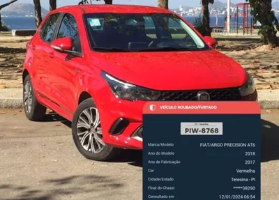 Carro modelo Fiat Argo roubado no bairro Morada Nova