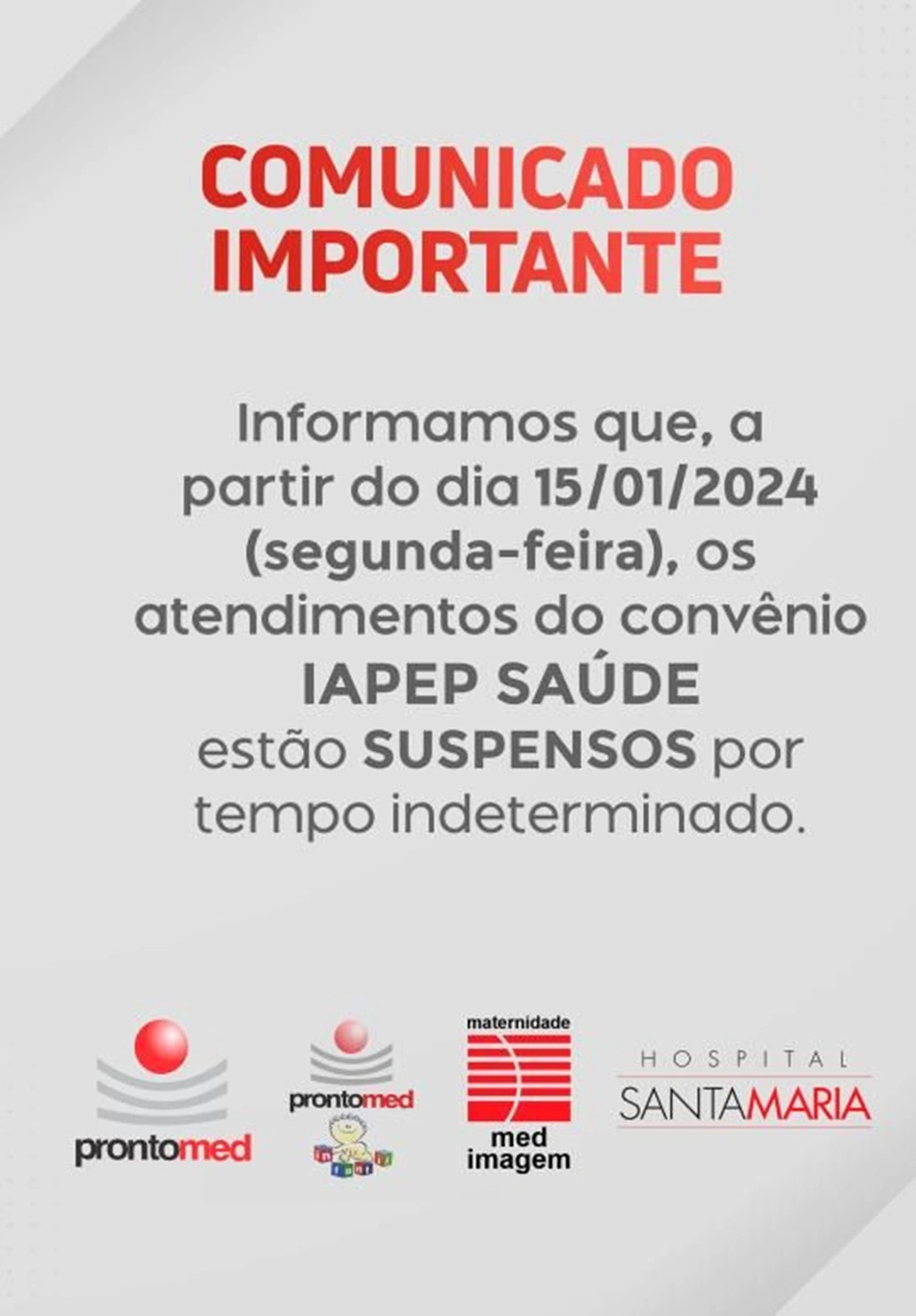 Comunicado emitido pelo Grupo Med Imagem