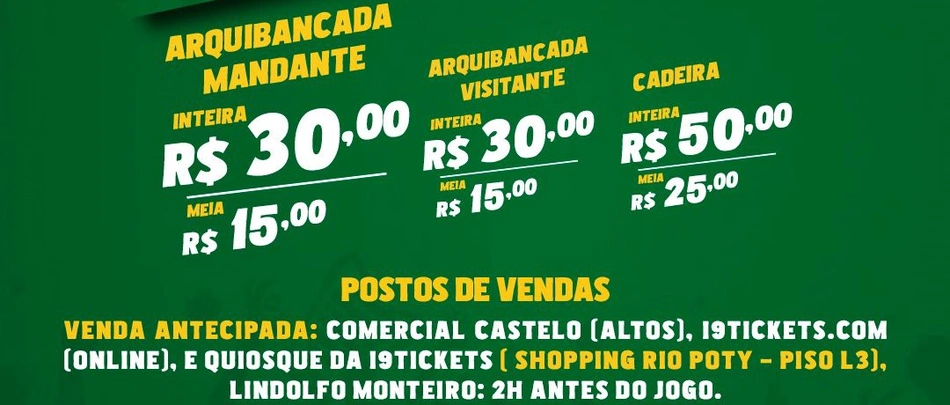 Confira os preços e pontos de venda da partida entre Altos e Picos