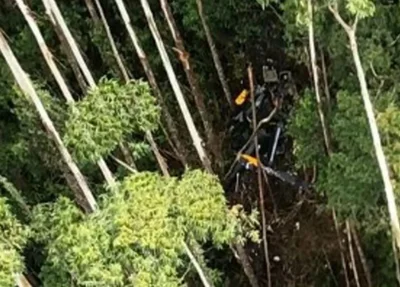 Destroços do helicóptero
