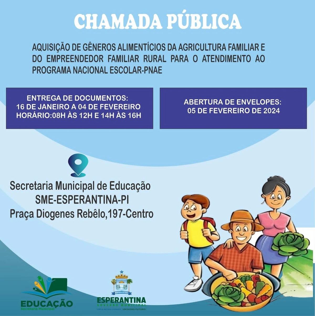 Fornecimento de alimentos para escolas de Esperantina