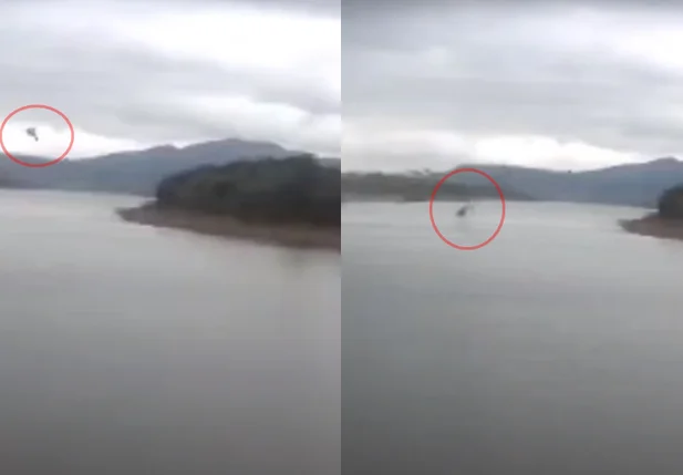 Helicóptero caindo no Lago de Furnas