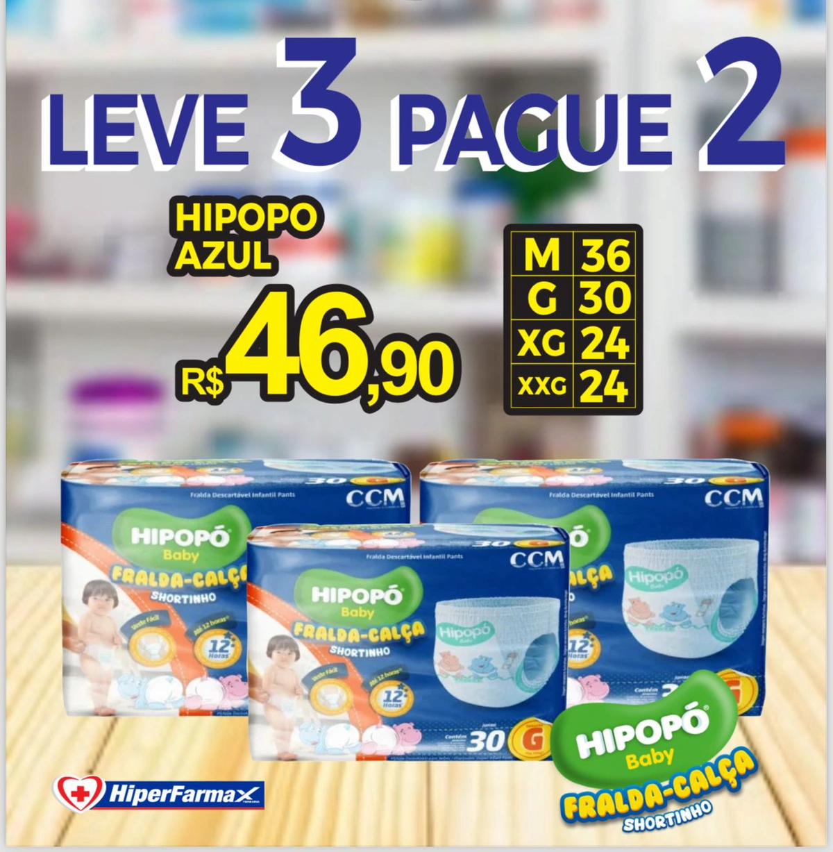 Hiperfarmax traz neste sábado oferta de fralda Leve 3 e Pague 2