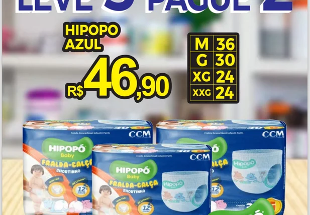 Hiperfarmax traz neste sábado oferta de fralda Leve 3 e Pague 2