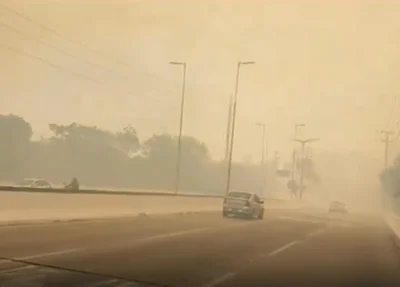 Incêndio atinge parque em Fortaleza e fumaça se espalha pela cidade