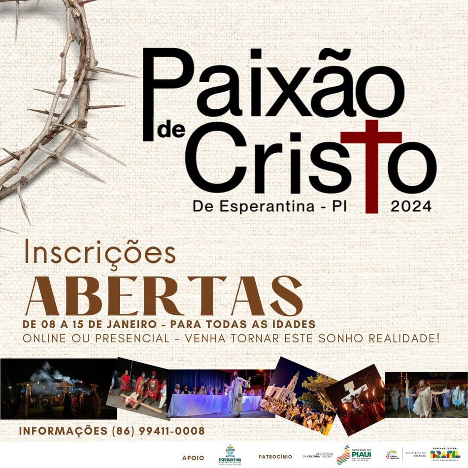 Inscrições para atuar na Paixão de Cristo de Esperantina estão abertas