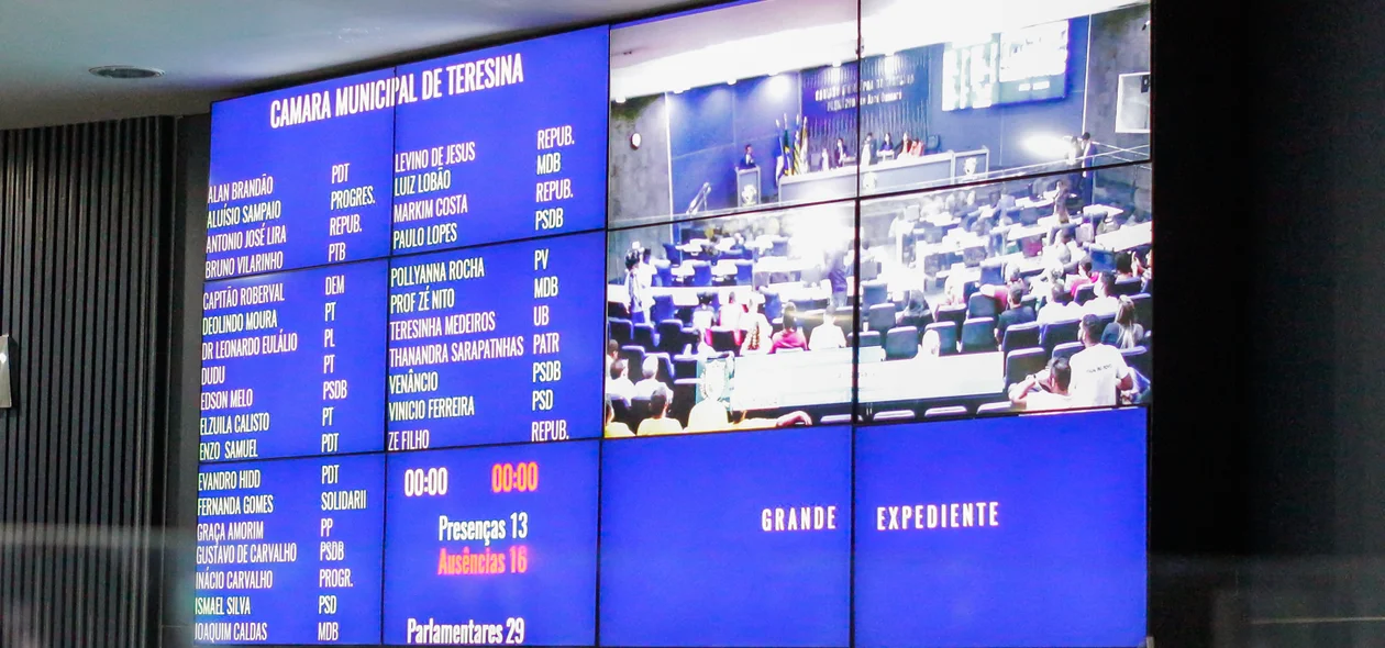Lista de presença na sessão extraordinária