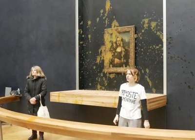 Manifestantes jogaram sopa na Mona Lisa