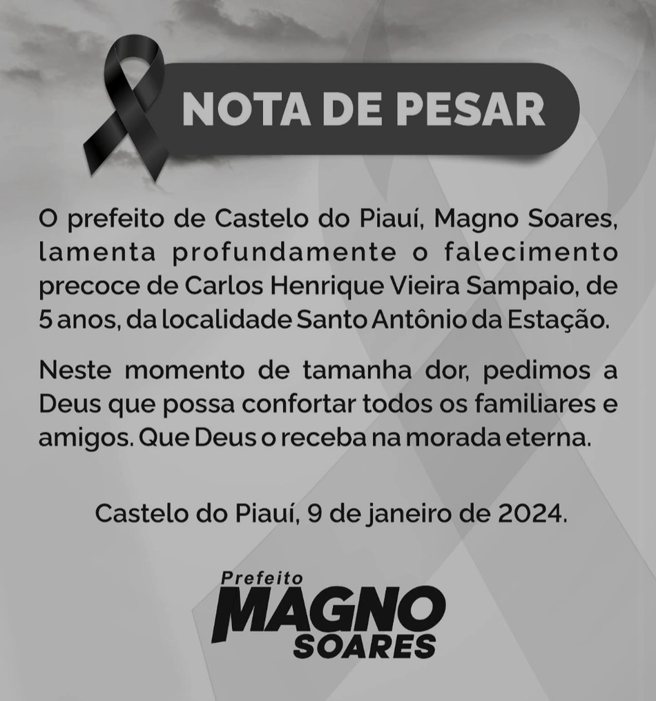 Nota do prefeito de Castelo do Piauí