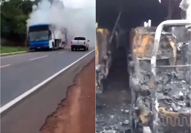 Ônibus da empresa Papatur pegou fogo após pane elétrica