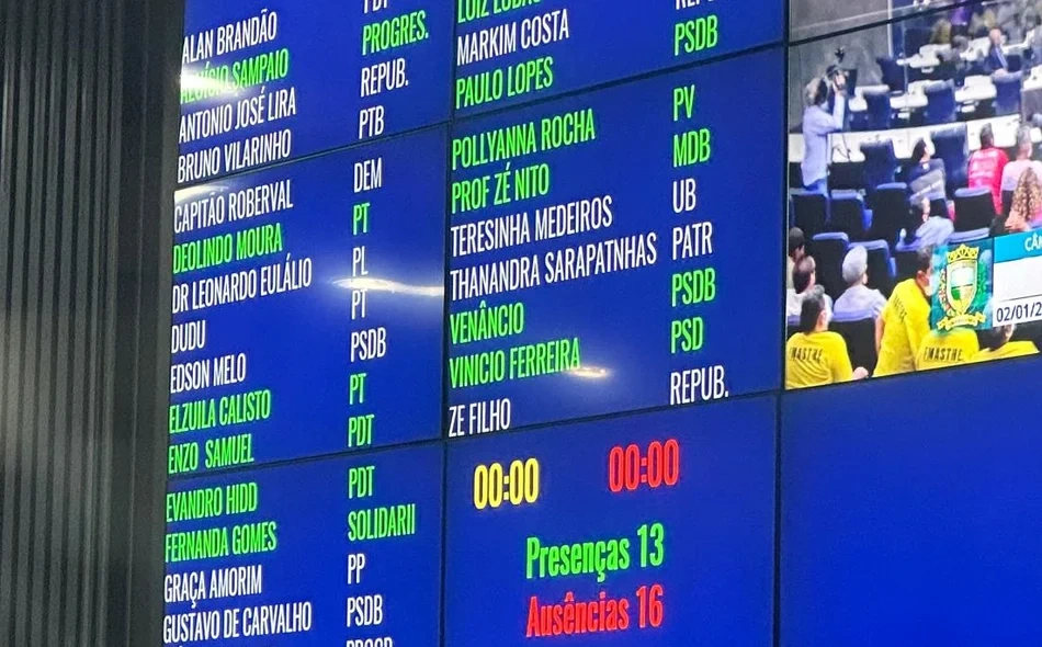 Os nomes em branco são os vereadores que faltaram à sessão