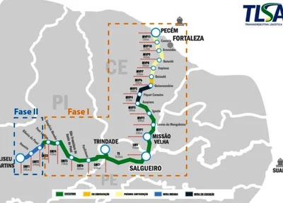 Projeto da ferrovia do Piauí ao Ceará