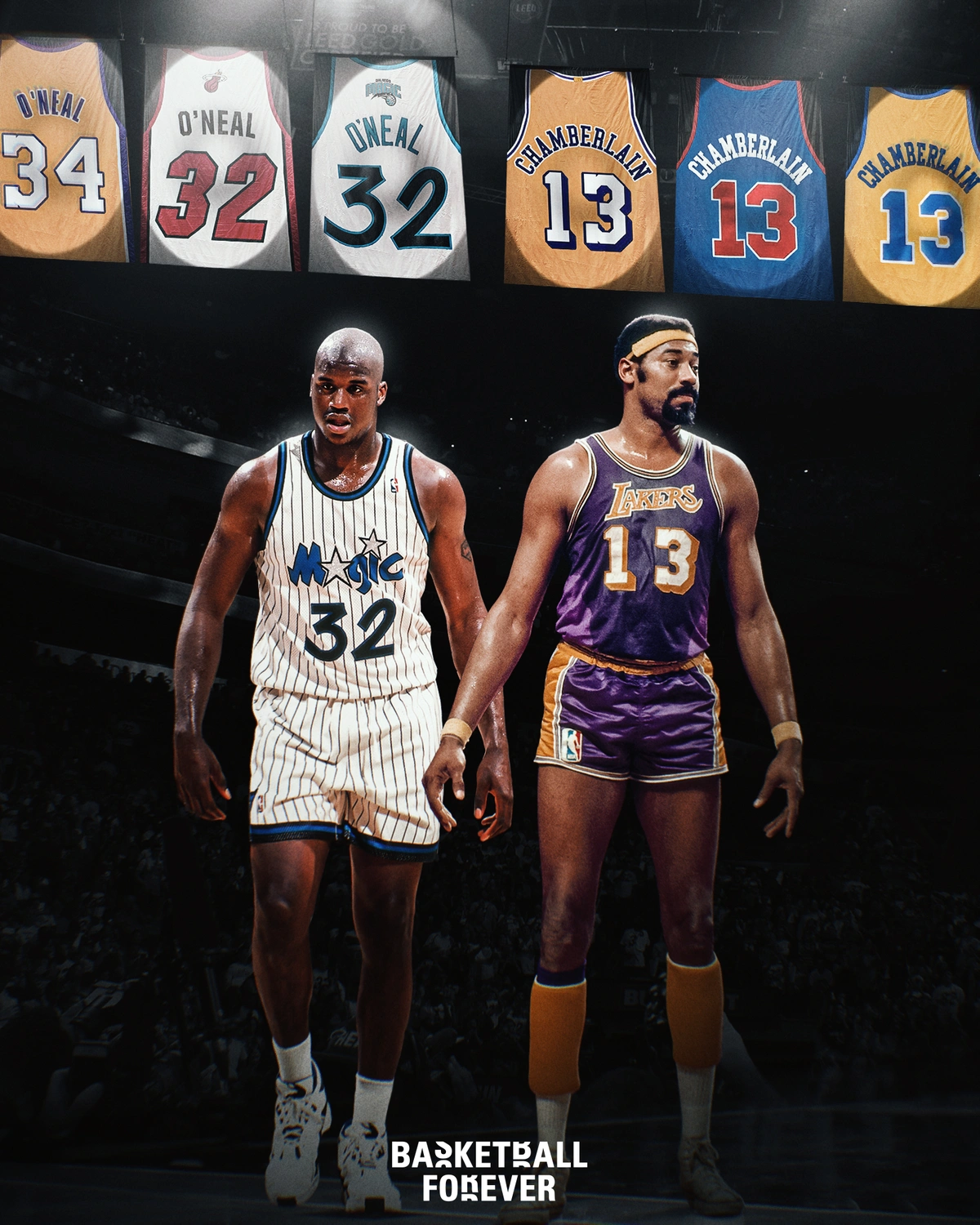 Shaq e Wilt, os dois pivôs com camisas aposentadas por três franquias diferentes