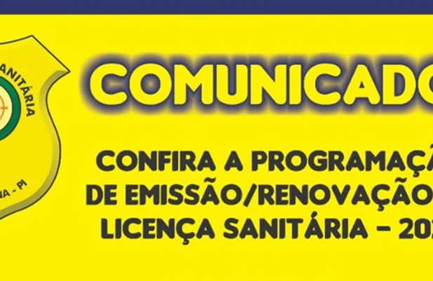 Vigilância Sanitária divulga calendário de emissões de licenças em Esperantina