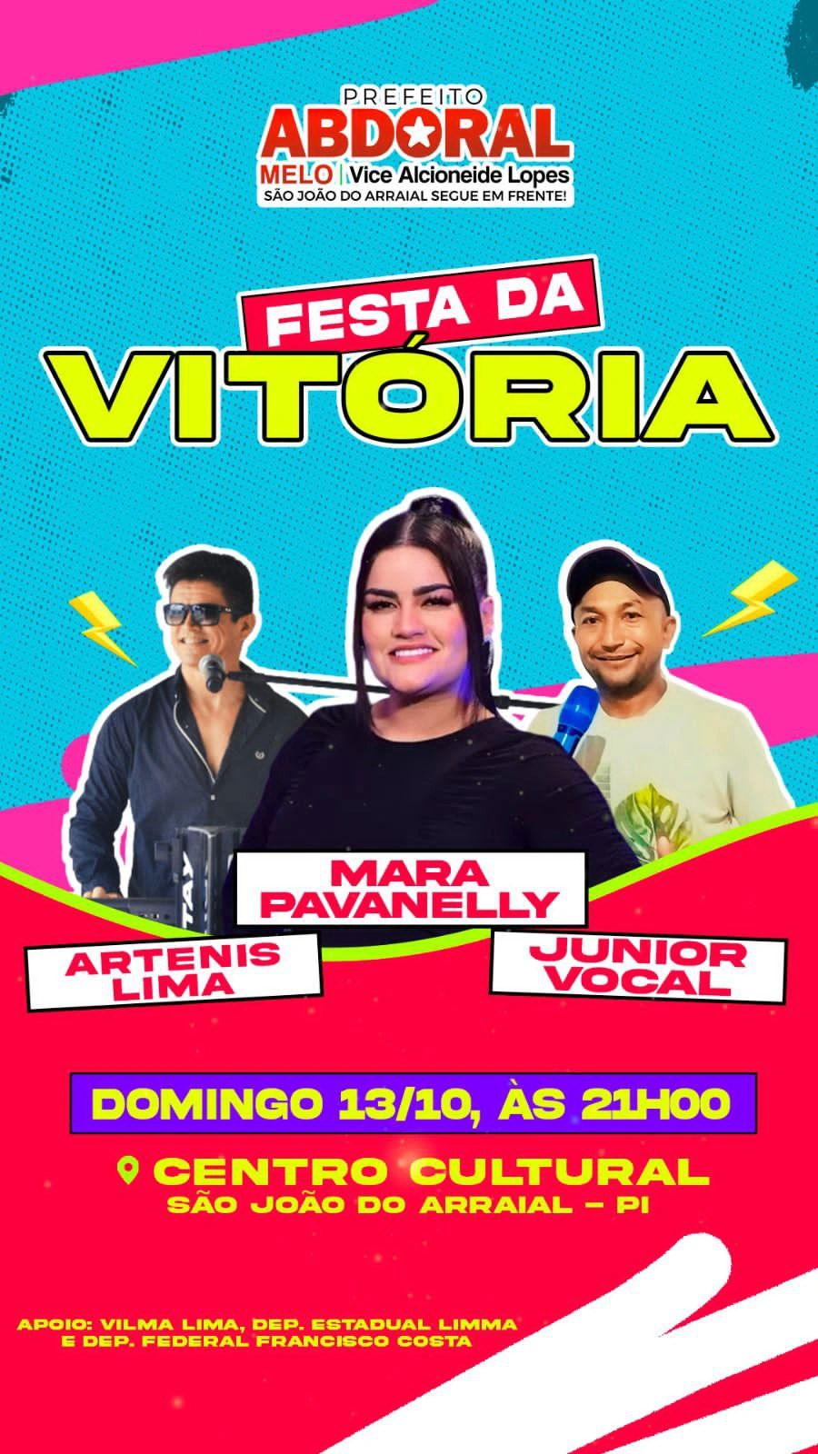 Festa da Vitória de Abdoral Melo (PT) acontecerá domingo em São João do Arraial