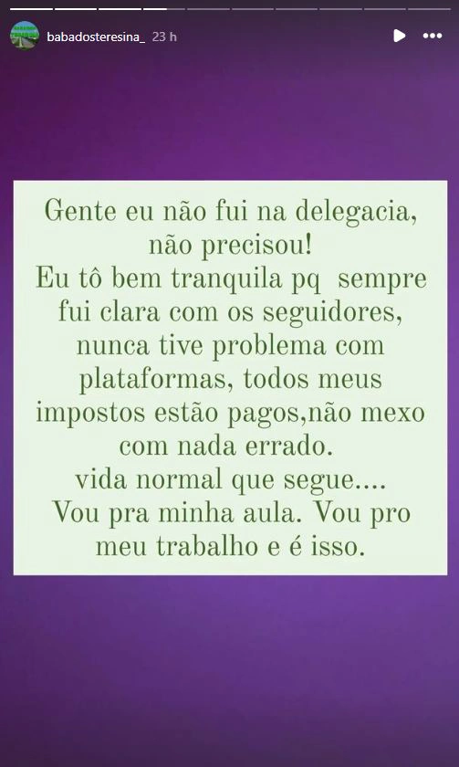 Pronunciamento da página Babados Teresina