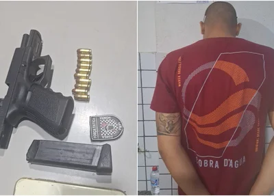 Arma de fogo apreendida em poder o suspeito, dentro do carro da influencer Yrla Lima