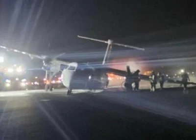Avião pegou fogo na pista de pouso no Canadá