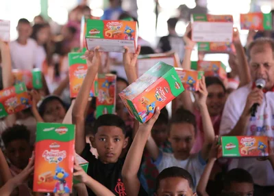 Biscoitos distribuidos na ação