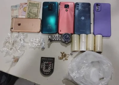 Material apreendido pela Polícia Militar com o suspeito