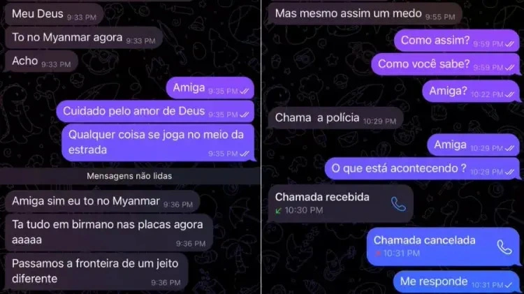 Mensagens que Luckas Viana trocou com a familía