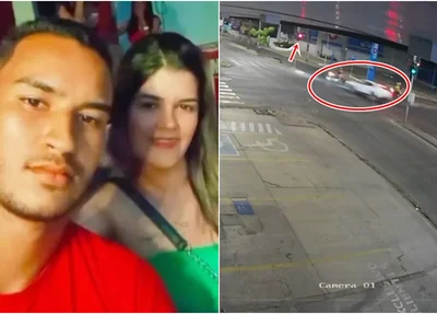 Momento da colisão que deixou Laurielle da Silva Oliveira morta na zona leste de Teresina