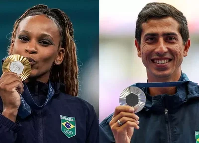 Rebeca Andrade e Caio Bonfim