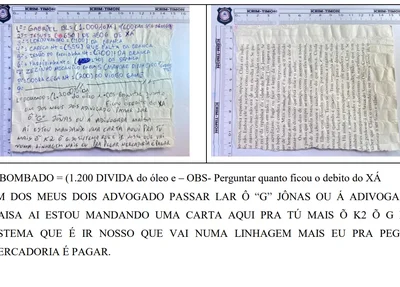 Transcrição da carta em que um dos detentos cita os advogados Jonas e Maysa