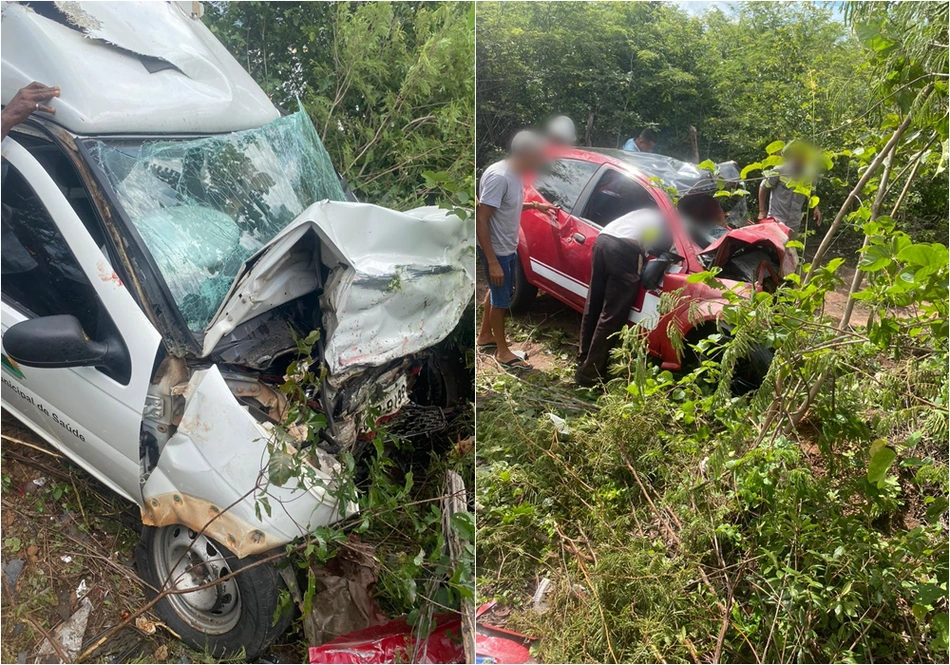 Acidente entre ambulância e Ford Ka