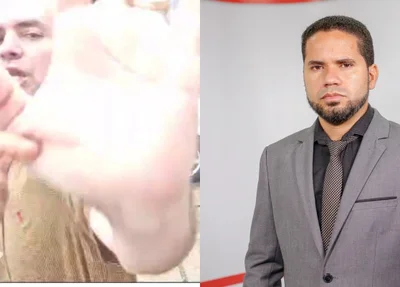 Advogado Francisco Albelar Pinheiro Prado agredindo o jornalista brunno Suênio
