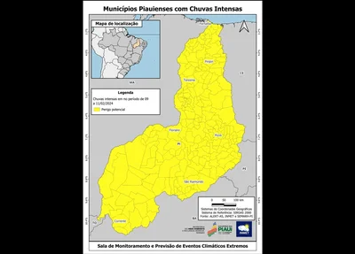 Alerta amarelo de chuvas no Piauí durante o Carnaval