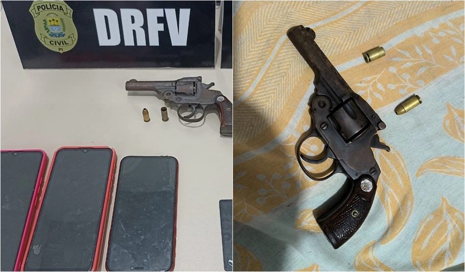 Arma e celulares apreendidos na Santa Maria da Codipi