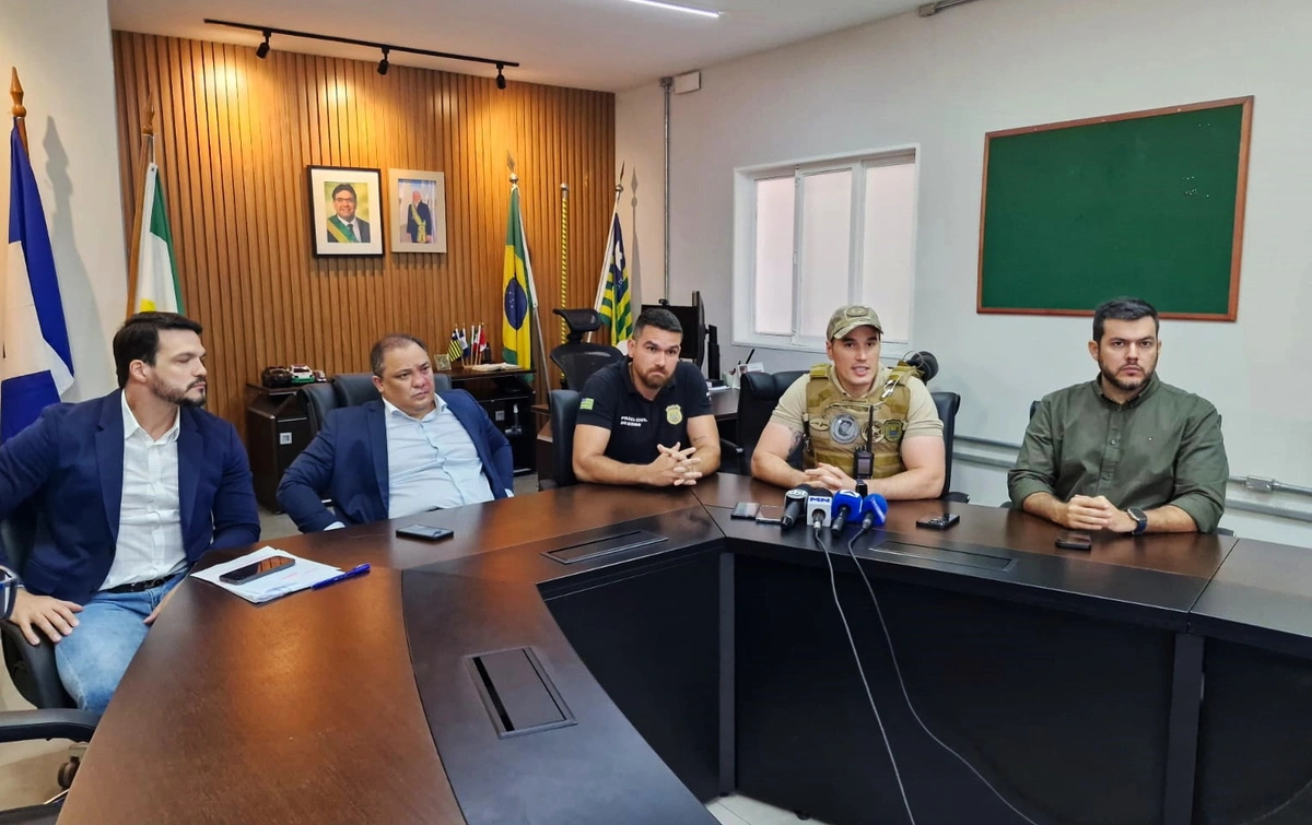 Coletiva de imprensa realizada na Secretaria de Estado da Segurança Pública do Piauí