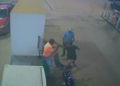 Flagrante da tentativa de homicídio em um posto de combustíveis em Curimatá