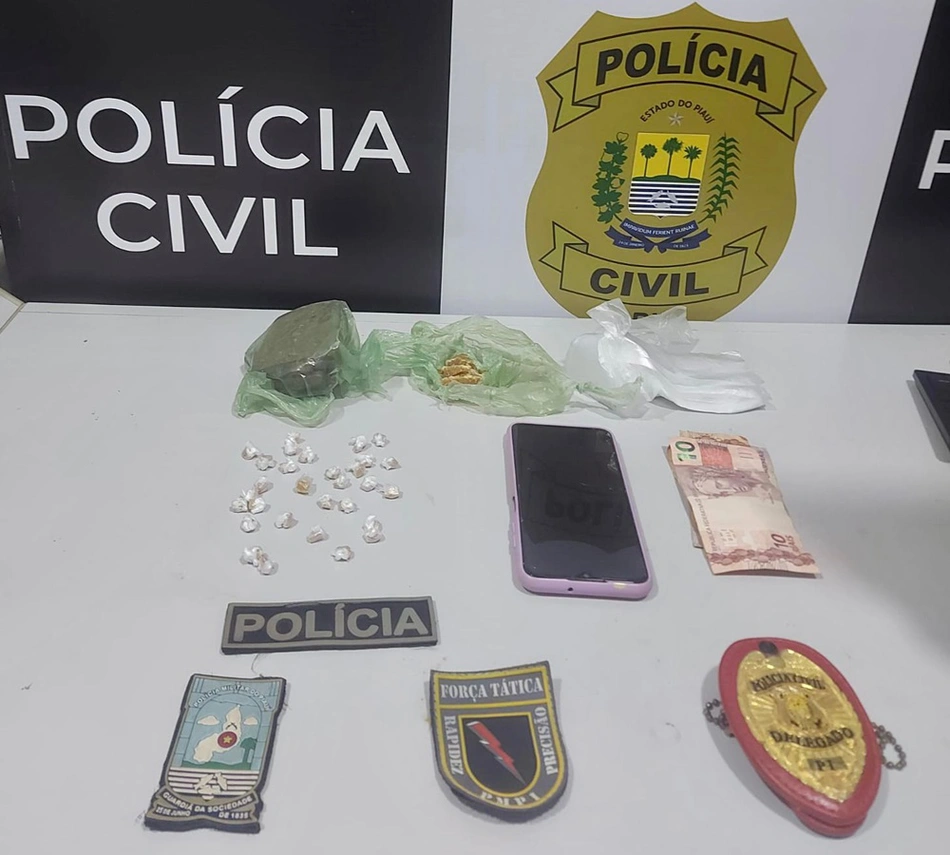 Ilícitos apreendidos com o trio