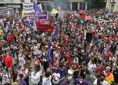 Manifestação de esquerda contra Bolsonaro