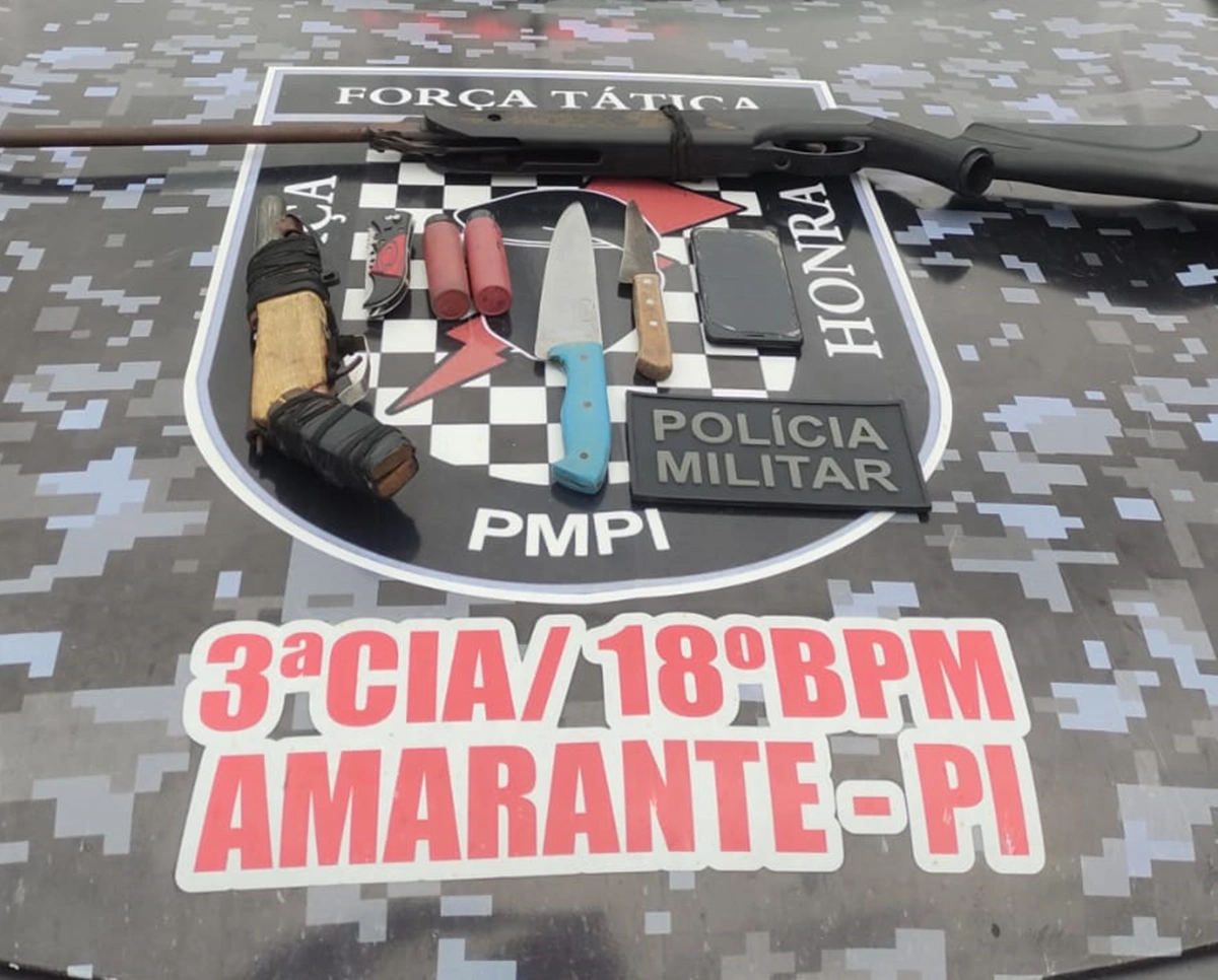 Material apreendido com suspeito de incendiar casa em Amarante