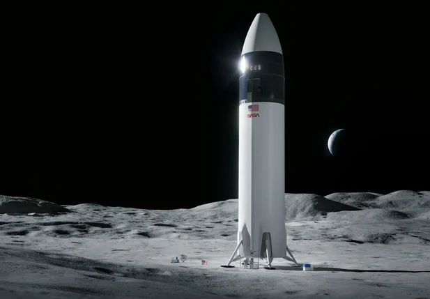 Módulo lunar robótico a bordo de um foguete Falcon 9