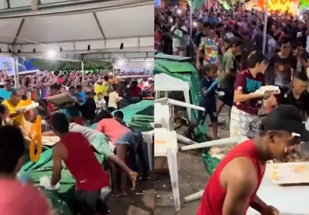 Multidão avançou no bolo de aniversário da cidade de Icapuí (CE)